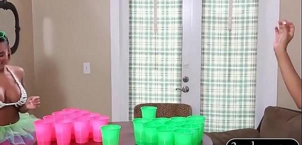  College teens play beer pong and smashed